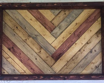 Herringbone Wood Serving Tray, Custom Ottoman Tray