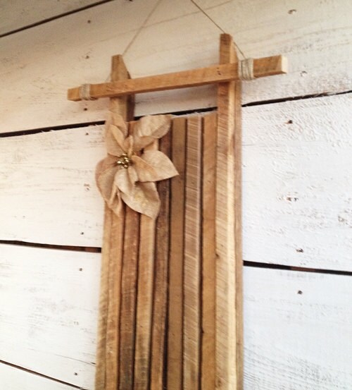 Reclaimed Wood Christmas Sled, Primitive Holiday Decor