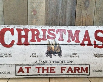 Reclaimed Barn Wood Christmas Sign, Farmhouse Style Wall Decor