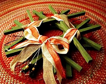 Reclaimed Wood Door Wreath, Tobacco Stick Wreath, 24 inch