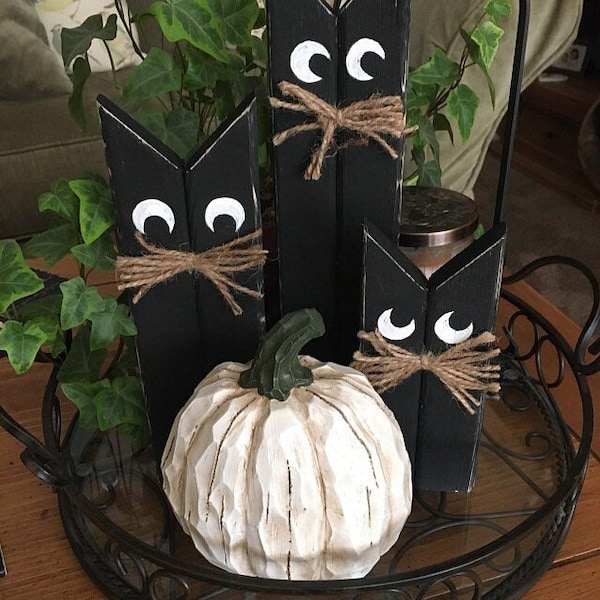 Black Cats, Halloween Decor, Wooden Cats, Primitive Halloween Decor, Rustic Halloween, Reclaimed Wood, Fall Decor, Wood Halloween Decoration