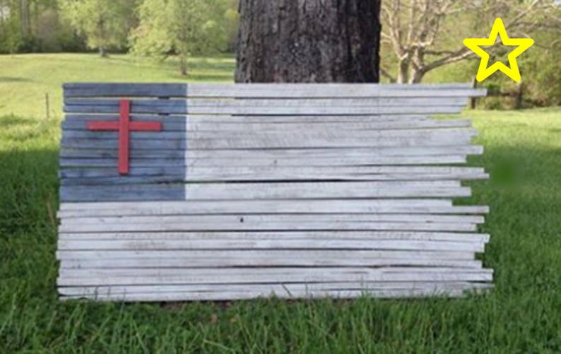 Christian Flag Wood, Wooden Christian Flag, Farmhouse Decor. Christian Art, Wood Wall Flag, Farmhouse Wall Decor, Wood Flag Wall image 3