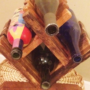 Wine Rack, Wood Wine Rack, Small Wine Rack, Wooden Wine Rack, Countertop Wine Rack, Tabletop Wine Rack, 4 Bottle Wine Rack, Wine Storage image 2