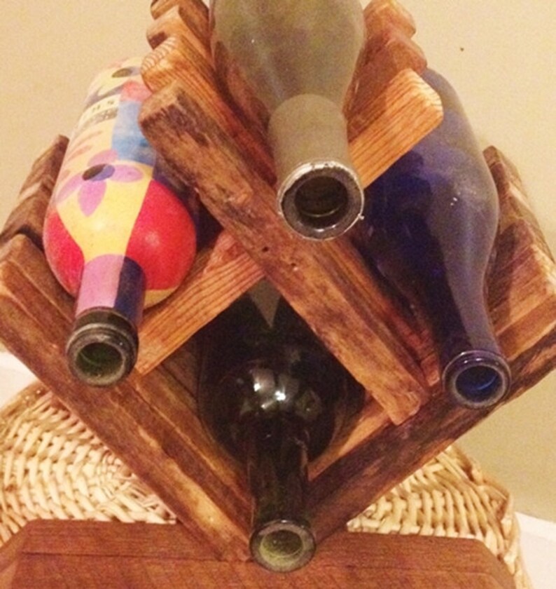 Wine Rack, Wood Wine Rack, Small Wine Rack, Wooden Wine Rack, Countertop Wine Rack, Tabletop Wine Rack, 4 Bottle Wine Rack, Wine Storage image 2