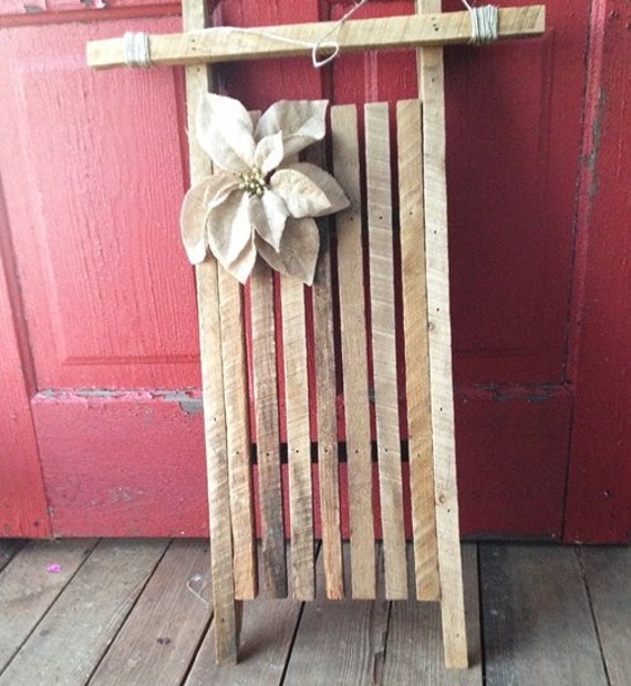 Reclaimed Wood Christmas Sled, Primitive Holiday Decor