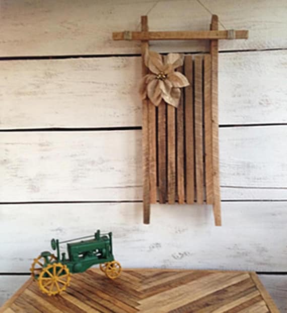 Reclaimed Wood Christmas Sled, Primitive Holiday Decor