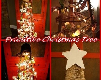 42" Christmas Tree, Primitive Christmas Tree, Christmas Decoration, Farmhouse Decor, Rustic Christmas Tree,Country Christmas Tree,