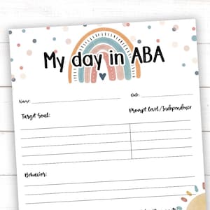 Simpatico registro giornaliero della terapia ABA - Homelog - Revisione del comportamento - Autismo - Terapista ABA - Registro delle comunicazioni - Rapporto sulla terapia - Per i genitori