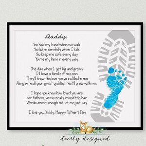 Vatertag Fußabdruck Gedicht Basteln - Vatertag Basteln - Vatertagsgedicht - Vatertag Geschenkidee von Kindern - Papa - Sofort druckbar