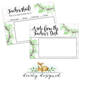 set of 2 Farmhouse Shiplap Teacher Mail - Note from the Teacher - Teacher Report - Reminder - Warning - Farmhouse Classroom Printable
