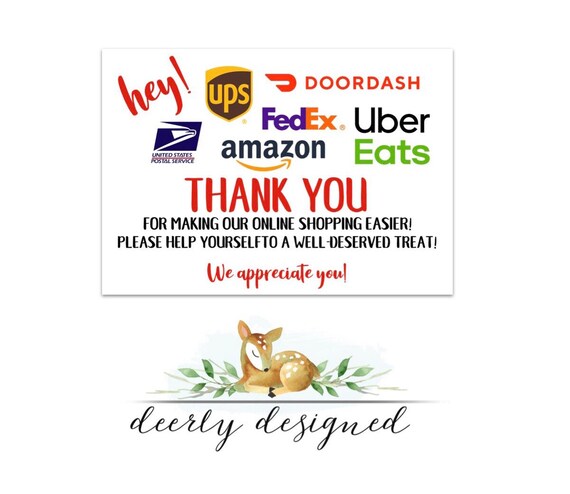 Delivery Driver Thank You Printable for Doordash uber Eats  Etsy