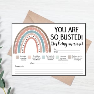 Boho Rainbow Feedbackkaart voor docenten - Positieve bevestiging docent - uitleg voor docent - Beheerders en directeuren - Schoolklas