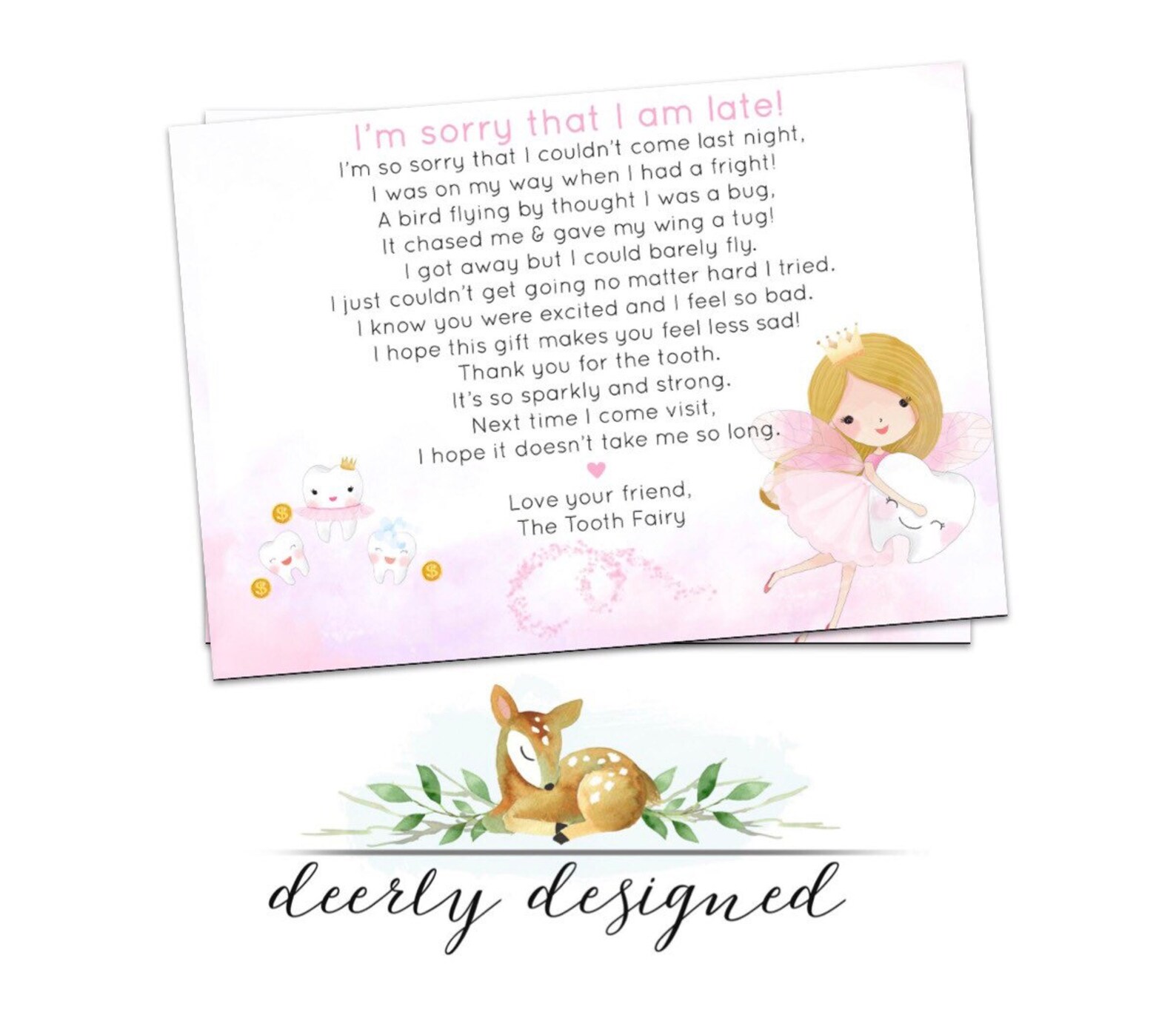 late note from the tooth fairy late excuse tooth fairy note etsy