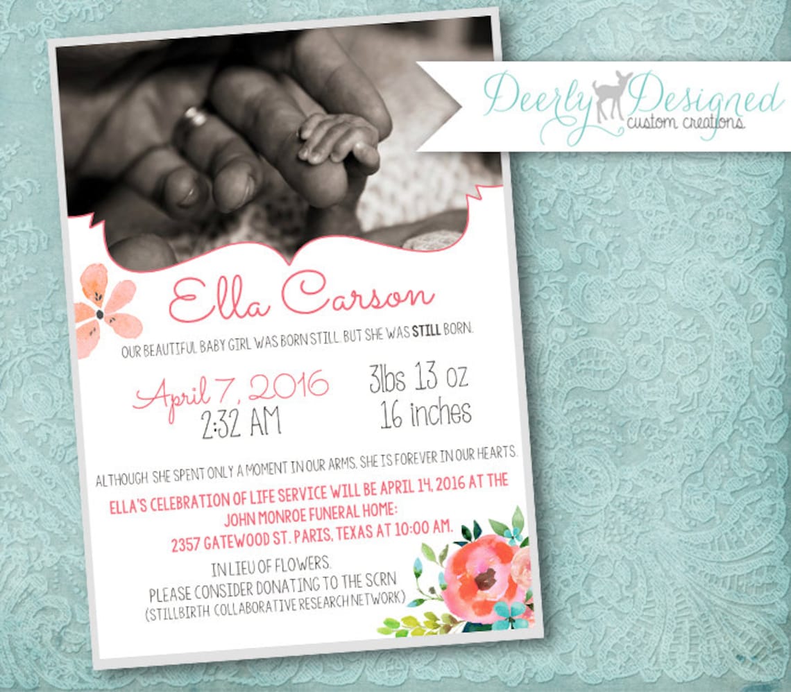 Baby Memorial Service Remembering Child Stillborn Funeral Etsy