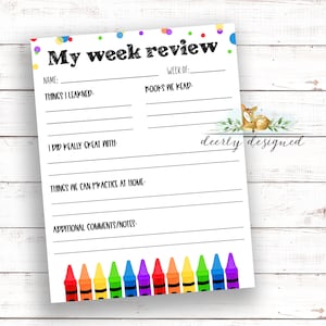 Preschool Week review template - Headstart - Preschool - Mothers Day Out - Infant Care- Home daycare Printable - Editable Template