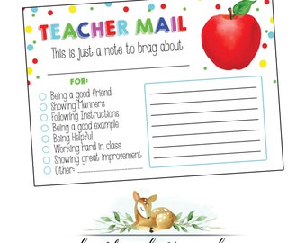 Teacher Mail - Note from the Teacher - Teacher Report - Good Report from Teacher Printable - Teacher Brag - Reward Chart - Positive Praise