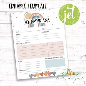 EDITABLE ABA Therapy Log - Applied Behavior Analysis - RBT - Autism - Behavior Log - Potty Log - Aba therapist - Daily Communication report