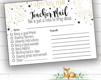 Teacher Mail New Year 2023 - New Year Classroom Stationary - Teacher Note - Mail from Teacher - New Year Teacher Notes - Class Decor - 2023