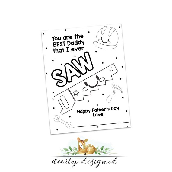 Father's Day Coloring Page Card Printable Tools - Etsy