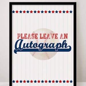 Baseball 8x10 Autograph sign Printable  - Stadium Entrance Sign - Baseball Birthday - Baseball Baby Shower - Little Slugger