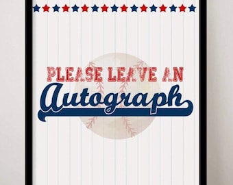 Baseball 8x10 Autograph sign Printable  - Stadium Entrance Sign - Baseball Birthday - Baseball Baby Shower - Little Slugger