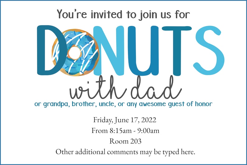 EDITABLE Donuts With Dad Invitation Template 4x6 Donuts With - Etsy