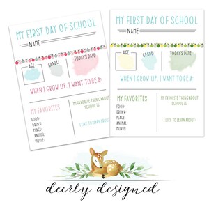 Simple First Day Of School About Me Worksheet - Teacher Printable - PDF Instant Download - Not Editable Template- Watercolor