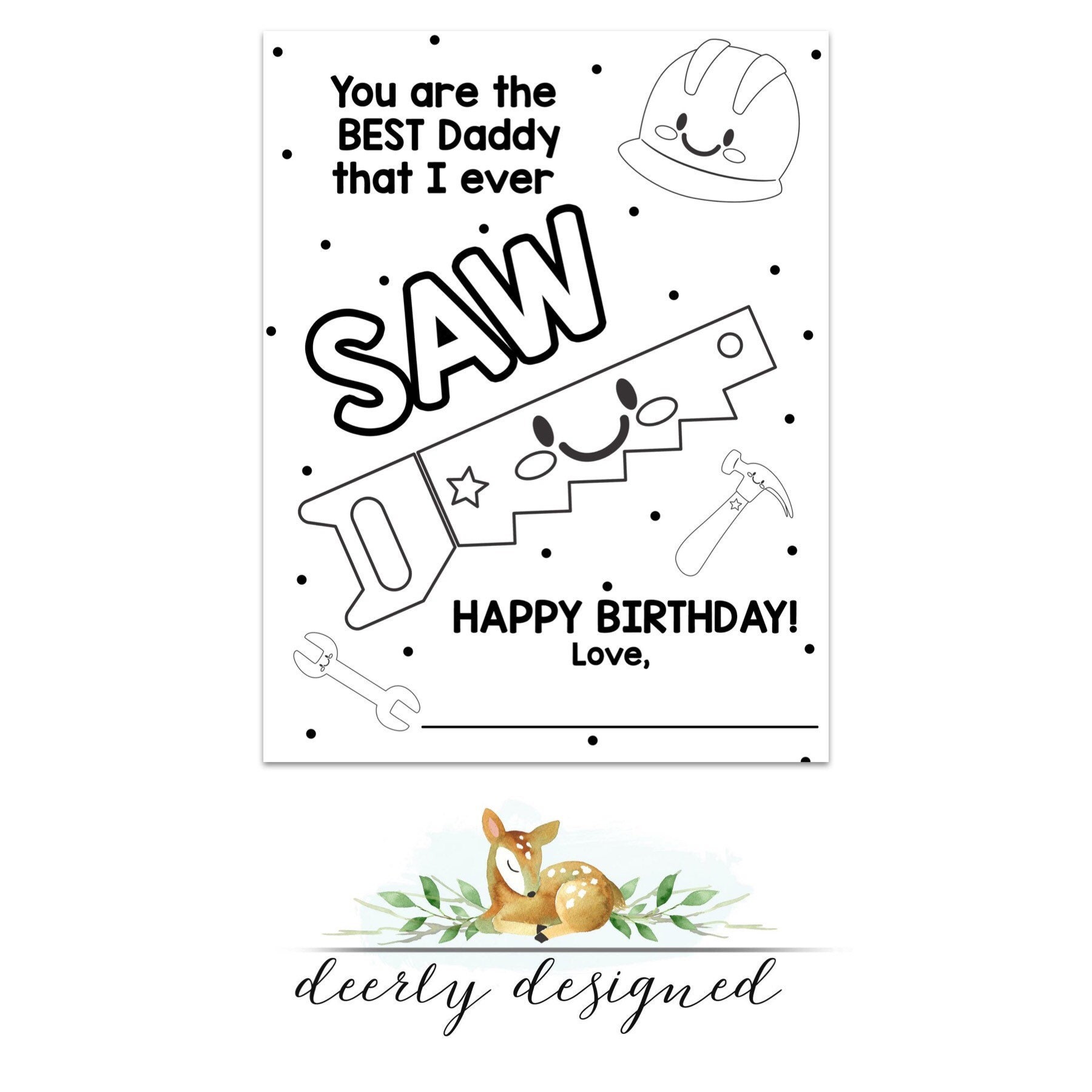 Happy Birthday Dad Coloring Card - All About Dad Fill-in Template From Kids
