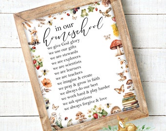 Christian Homeschool Sign - Homeschool Decor - Homeschool Affirmations - Home school - Homeschool- Nature theme - Montessori Charlotte Mason