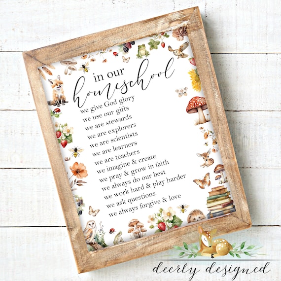 Christian Homeschool Sign - Homeschool Decor - Homeschool Affirmations - Home school - Homeschool- Nature theme - Montessori Charlotte Mason