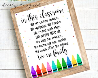 Teacher Classroom Poster Decor Motivational Sign - Bulletin Board - Boho Classroom Decor - Classroom Decor Printable - We are family