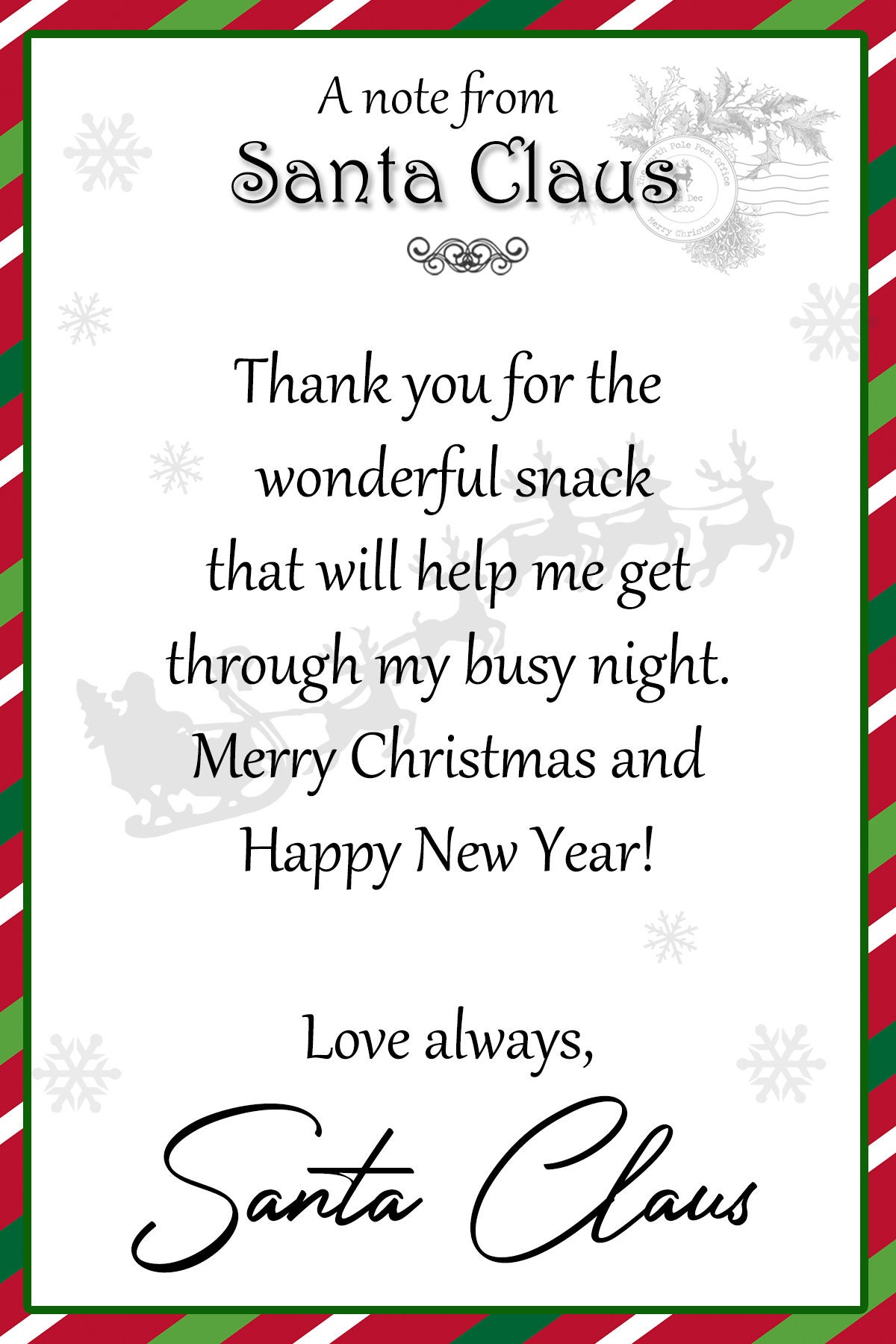 Printable Thank You Letter From Santa