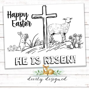 Religiöse Christliche Ostern Malseite - Sonntagsschule - Ostersonntag - Er ist auferstanden - Ostern Malseite - Kinderarbeit Seite
