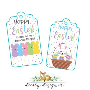 Étiquette-cadeau de Pâques - Pâques houblonnée - Peeps de Pâques - Étiquette de Pâques - Carte de Pâques - Panier d'oeufs de Pâques - Du lapin de Pâques - Lapin de Pâques - Pâques
