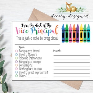 Vice Principal Printable - Note from Principal - From Principal Office -School - Vice Principal Mail - Positive Praise - Reward - Assistant