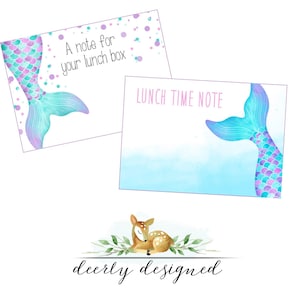 Mermaid Note - Lunch box note for kids - Bento Box note - Mermaid Tail - Printable Blank Note Card for Lunch box - School Lunch Note