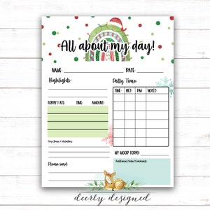 Weihnachten über meinen Tag Daycare Report - Urlaubsthema Daycare Report - Daycare Printable - Daily Daycare Log - Töpfchen Log - Nickerchen-Zeitplan