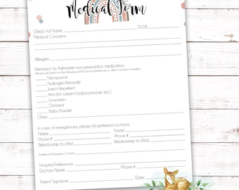 Back to school Enrollment Forms - Medical and consent form - Daycare Office Sheet - Rainbow Daycare Printables - Home Daycare - Boho Rainbow