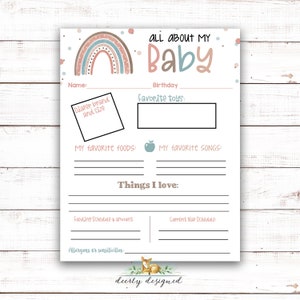 Informazioni sul bambino - Informazioni sul mio bambino - Asilo nido, babysitter, modulo per l'assistenza all'infanzia - Asilo nido a domicilio - Assistenza all'infanzia - Scuola - Informazioni sul bambino - stampabile