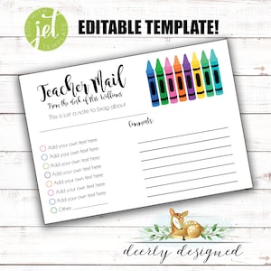 EDITABLE Teacher Mail Crayon TEMPLATE - Note de l'enseignant - Courrier de l'enseignant - Rapport de l'enseignant - Bon rapport de l'enseignant imprimable -