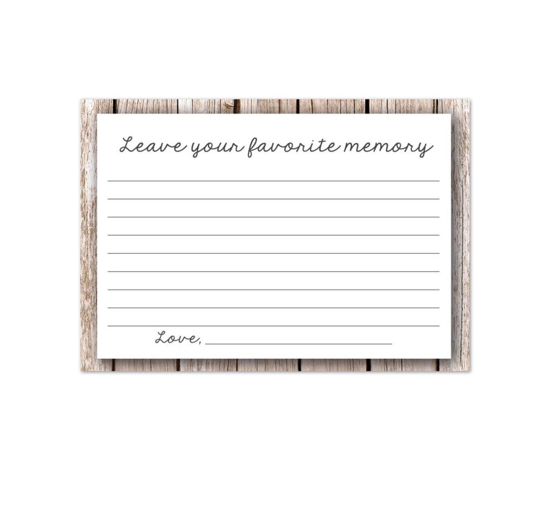 Leave A Memory Funeral memory card Instant Download Etsy