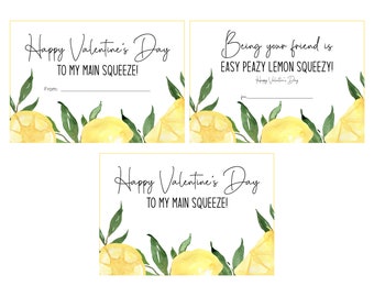 Lemon Valentine Cards - Adult Valentine Card- Valentine Tags - Valentine Printables for him or for her - Friend Valentine Card - Valentine