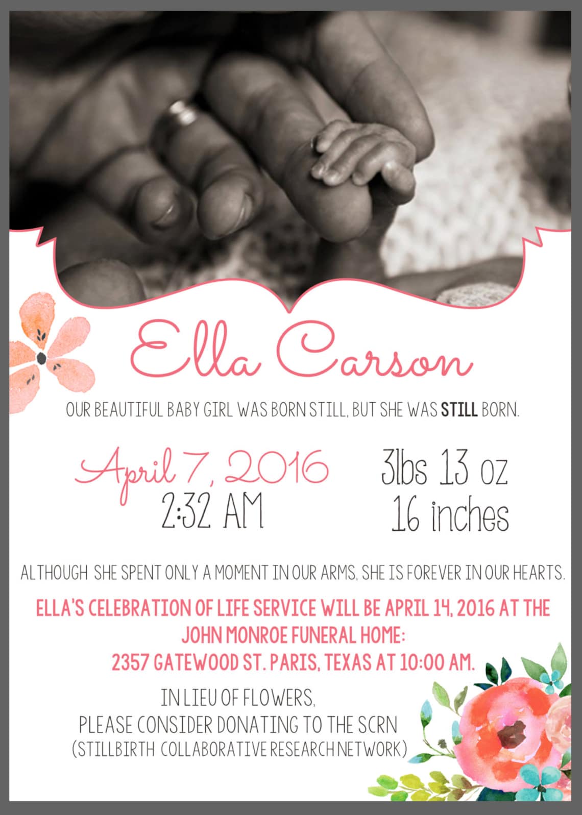 Baby Memorial Service Remembering Child Stillborn Funeral Etsy