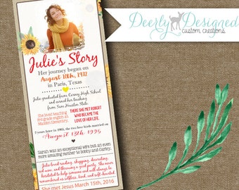 Funeral Program; In Memory of; Service; Obituary ; (Sunflower scheme)  | Memory Card | Celebration of Life | Story by Deerly Designed