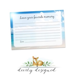 Beach Leave A Memory Card - Servicio de celebración de la vida - Tarjeta de memoria temática de la playa - Programa funerario del servicio conmemorativo - Descarga instantánea