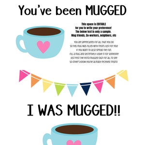 EDITABLE You've been mugged - Coffee Mug gifts - Office Gift Prank - Random act of kindness - Coworker gift - Mug exchange - Coffee lover