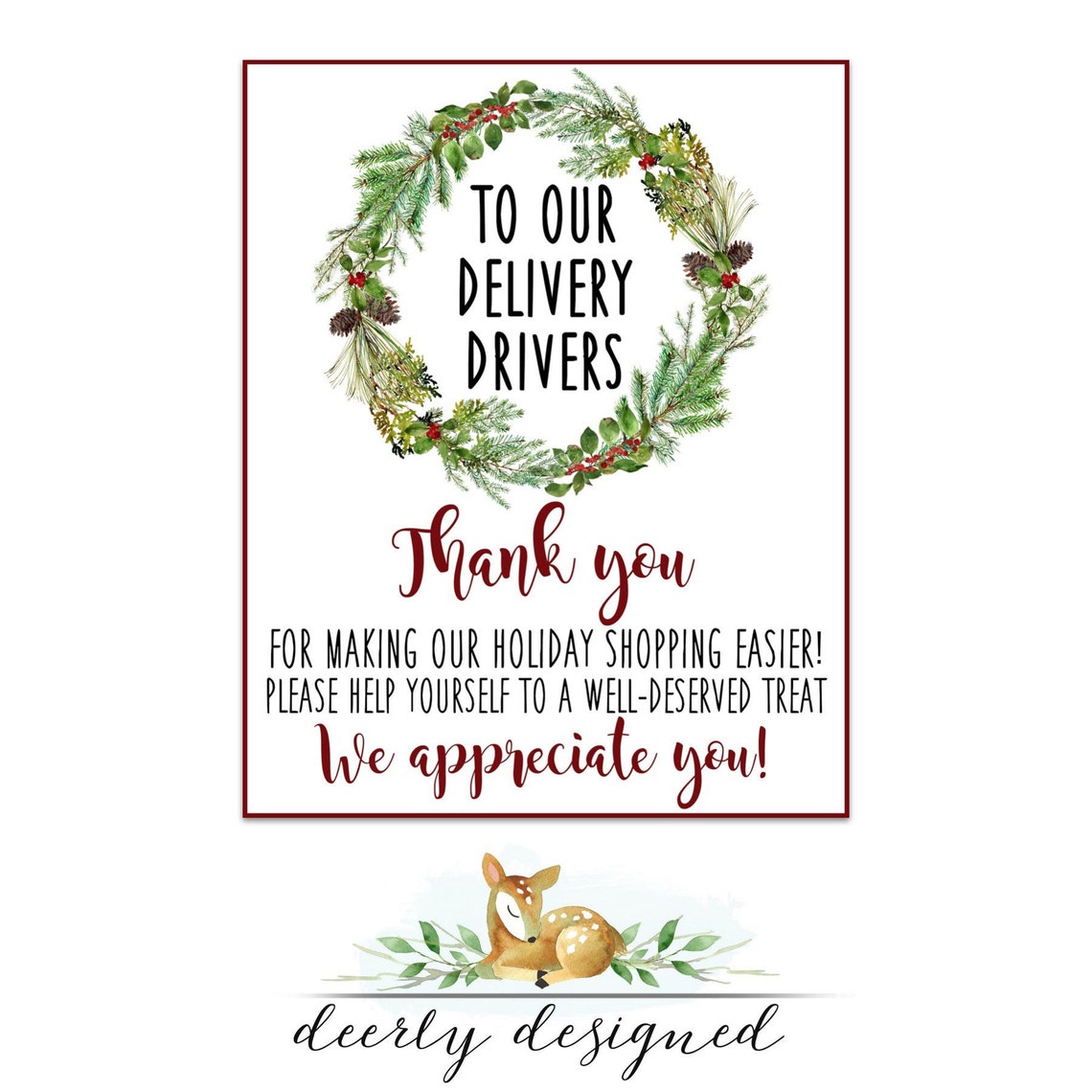 Christmas Mailman Thank You Printable for Online Shopping - Etsy