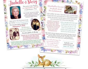 Unique Floral Funeral Memorial Service Program  | Obituary | In Remembrance of | The Story | Pamphlet | Celebration of Life |  Double Sided