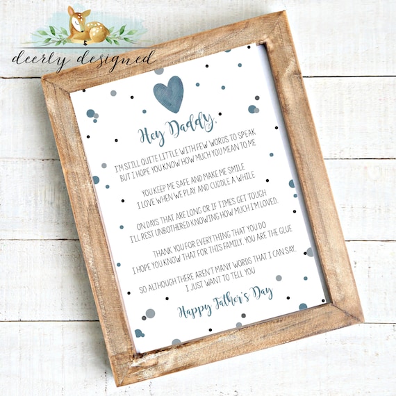 Father's Day Poem From Baby/toddlers Happy Father's Etsy