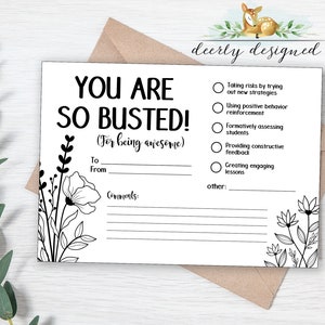 Boho Minimalist Teacher Feedback card - Leraar positieve bevestiging - Leraar Walkthrough - Beheerders en opdrachtgevers - Counselors